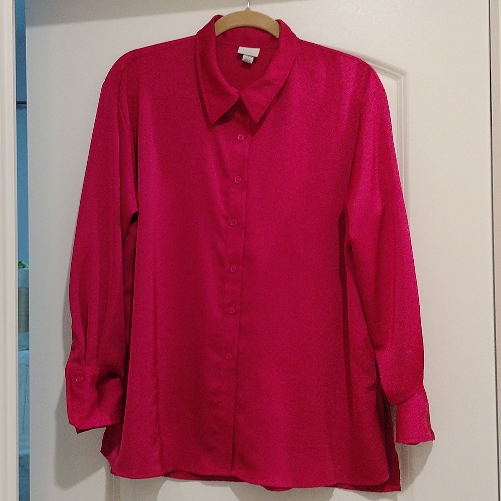 Pink Stretch Satin Blouse